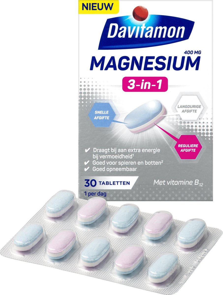 onvoorwaardelijk straal wiel Davitamon Magnesium Triple Layer - Voedingssupplement – 30 magnesium  tabletten | bol.com