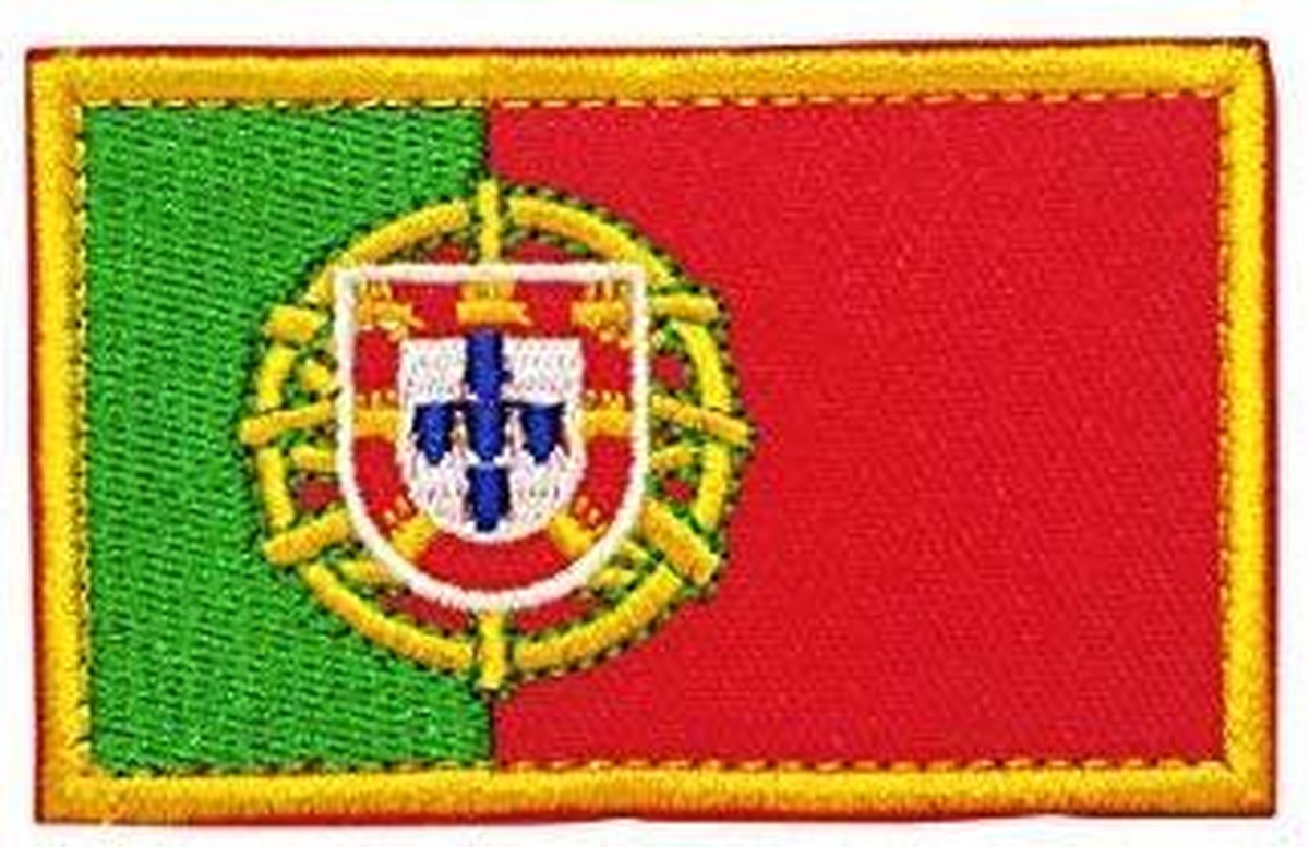 Geborduurde patch embleem vlag Portugal met klittenband