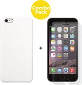 iPhone 6 en 6s Telefoonhoesje  met 2 x Screenprotector | Siliconen Soft Touch Smartphone Case Back Cover  | Gehard Beschermglas | Wit