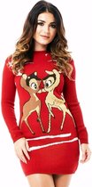 Foute Kersttrui "Verliefde Rendieren Rood" voor Vrouwen | Dames - Kerstjurk - Lange Kersttrui - Christmas Sweater Maat L