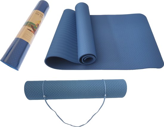 Yogamat - Fitnessmat - TPE - Eco Friendly - Non Slip - 183 x 61 x 0.6 cm - Blauw