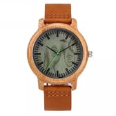 Houten horloge Longfield16 Eco green plate