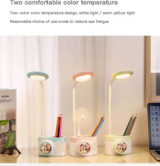 himmel Bureaulamp voor kinderen, bedlampje met penhouder, hemel-tafellamp met automatische kleurverandering, dimbare oplaadbare led-leeslamp voor kinderen
