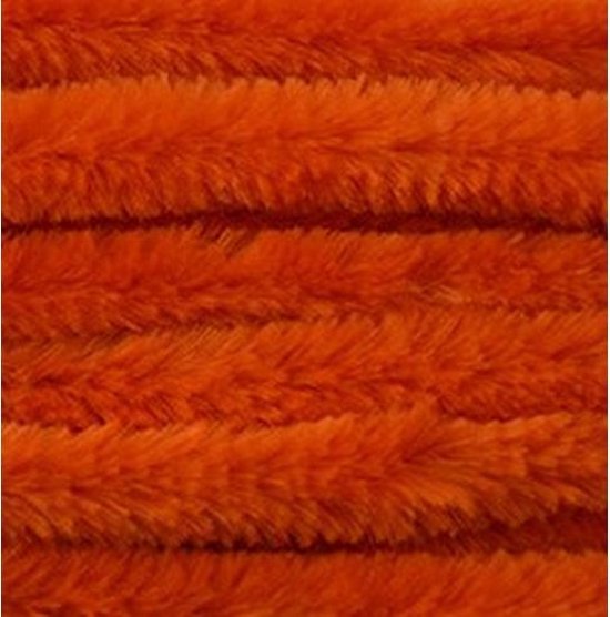 20x Oranje chenille draad 14 mm x 50 cm - Buigbaar draad - Pluche chenillegaren/chenilledraden - Hobbymateriaal om mee te knutselen