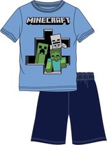 Minecraft pyjama korte mouw - lichtblauw - maat 116 / 6 jaar