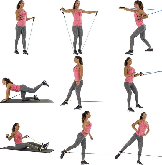 Tunturi Resistance Band Set - Weerstandsbanden - Fitness elastiek - 5 stuks  + Accessoires | bol.com