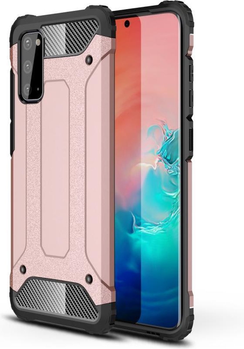 Armor Hybrid Back Cover - Geschikt voor Samsung Galaxy S20 Hoesje - Rose Gold