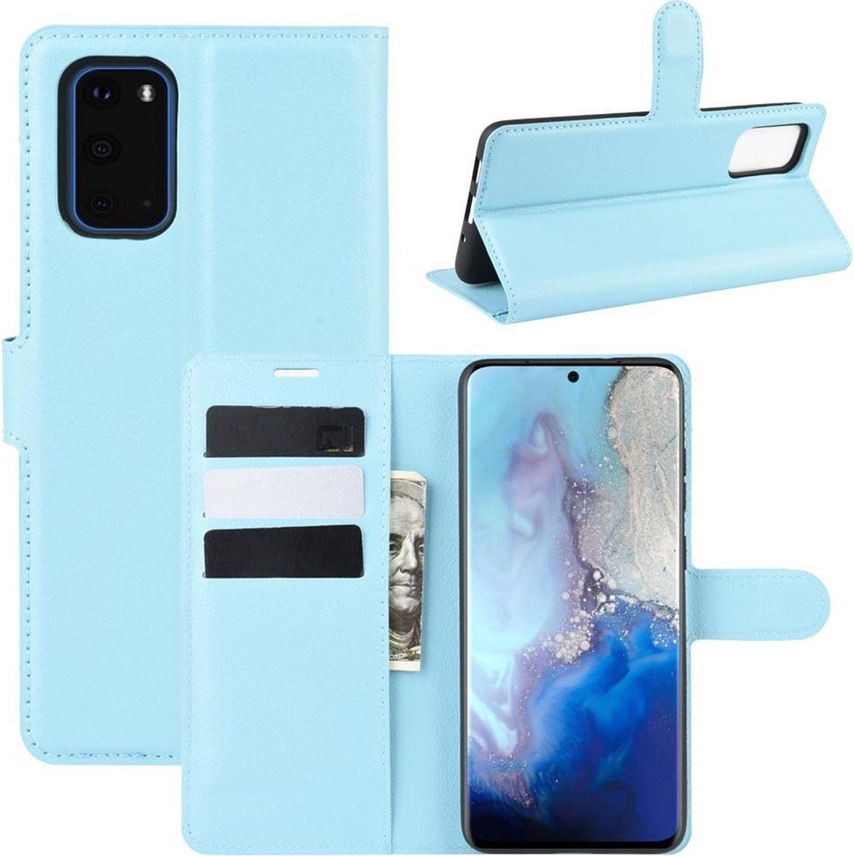 Book Case - Geschikt voor Samsung Galaxy S20 Hoesje - Lichtblauw