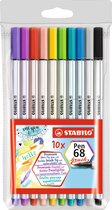 NOUVEAU - Stylos feutres premium - Brosse STABILO Pen 68 - étui à crayons 10 couleurs