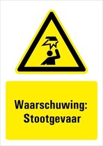 Waarschuwing voor laaghangende obstakels bord met tekst 148 x 210 mm