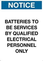 Sticker 'Notice: Batteries to be serviced by personnel only' 148 x 105 mm (A6)