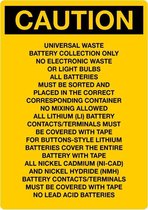 Sticker 'Caution: Universal waste battery collection only' 210 x 148 mm (A5)