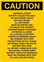 Sticker 'Caution: Universal waste battery collection only' 297 x 210 mm (A4)