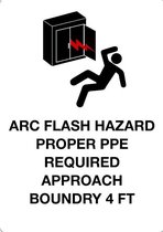Sticker 'Universal: Arc flash hazard PPE required approach boundary', 297 x 210 mm (A4)