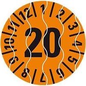 Keuringssticker met jaartal (anti-fraude golfpatroon), vel 25 mm - 21 per vel 2020