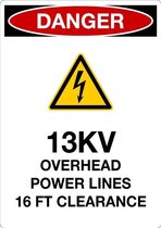 Sticker 'Danger: 13 KV, overhead power lines' 105 x 148 mm (A6)