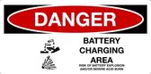 Sticker 'Danger: Battery charging area, risk of explosion' 200 x 100 mm