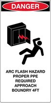 Sticker 'Arc flash hazard PPE required approach boundary', 105 x 148 mm (A6)