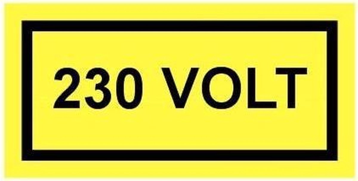 230 volt sticker 100 x 50 mm