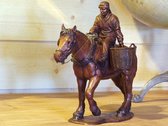 Tuinbeeld - bronzen beeld - Garnaalvisser te paard - 28 cm hoog