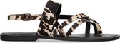 Sacha - Dames - Zwarte sandalen met koeienprint - Maat 39