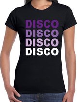 Disco feest t-shirt zwart voor dames - discofeest / party shirt - 70s / 80s party outfit XS