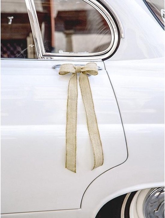 gracht snorkel Reis Trouwauto decoratie strikken set van jute -Trouwerij/huwelijk/bruiloft... |  bol.com