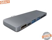 Premium USB-C Adapter - 4K HDMI / SD en Micro SD / USB 3.1 en USB-C PD Poort - iPad,Surface Pro, MacBook, Samsung  Dex - Space Gray
