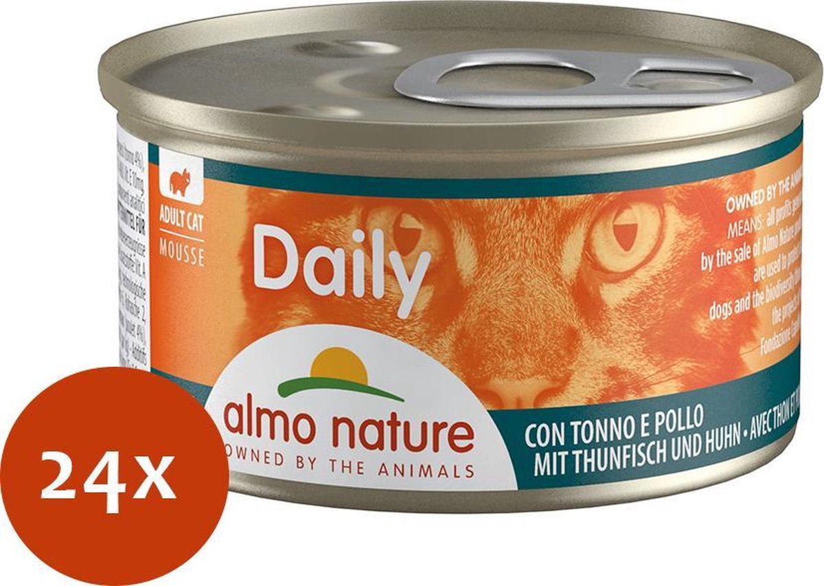 Almo Nature Cat Blik Daily Menu Mousse 85 g - Kattenvoer - 24 x Tonijn&Kip