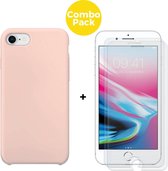iPhone 7 iPhone 8 Telefoonhoesje  met 2 x Screenprotector | Siliconen Soft Touch Smartphone Case Back Cover  | Gehard Beschermglas | Roze