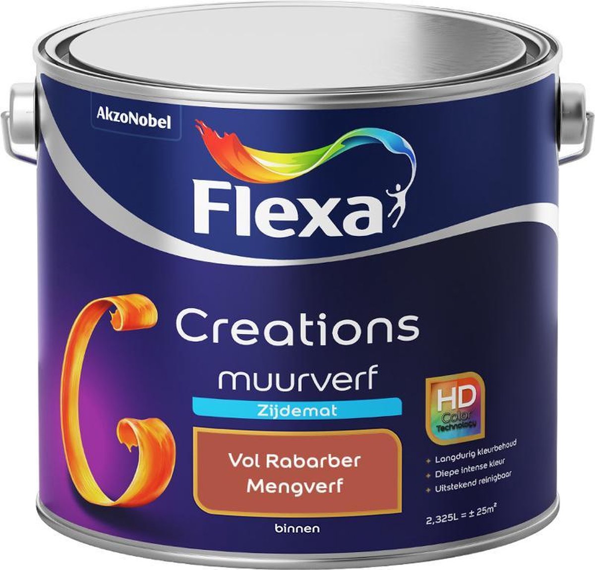 Flexa Creations - Muurverf Zijde Mat - Mengkleuren Collectie - Vol Rabarber - 2,5 liter