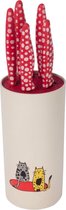 BiggDesign-Katten in Istanbul-Messenset-6 delig-Rood-Witte houder