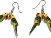 Oorbellen papegaai hanger rood geel groen klein