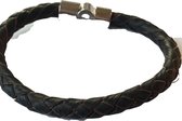 Petra's Sieradenwereld - Heren armband leer zwart (23 cm) met magneetsluiting (05)