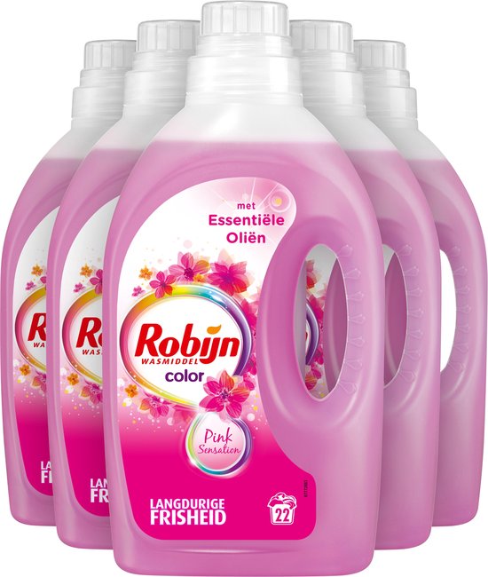 rustig aan patroon Weg huis Robijn Color Pink Sensation Vloeibaar Wasmiddel - 5 x 22 wasbeurten -  Voordeelverpakking | bol.com