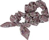 Jessidress Elastieken Haar Scrunchies met bloemen print Set Haar Elastiekjes - Roze