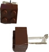 Petra's Sieradenwereld - Manchetknopen Lego chocoladebruin