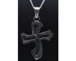 Zilveren Keltisch kruis golvend ketting hanger