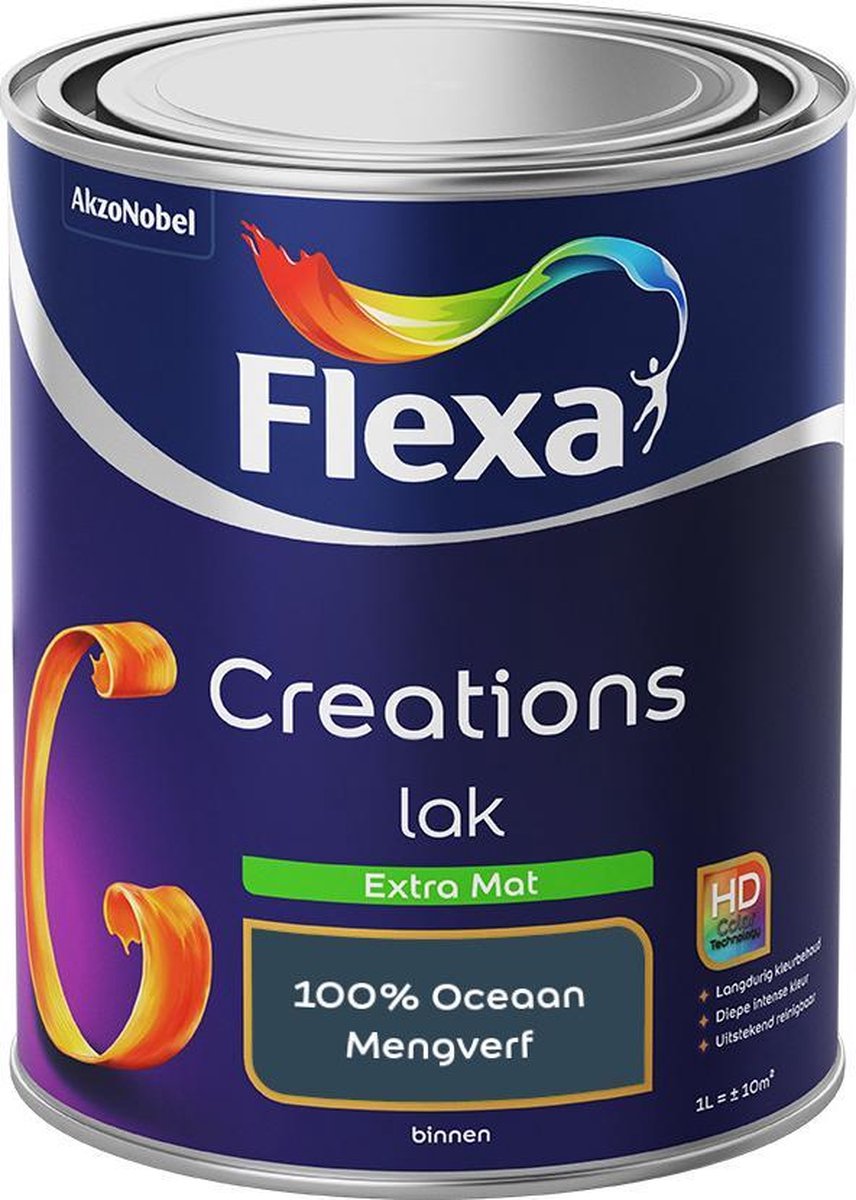 Flexa Creations - Lak Extra Mat - Mengkleur - 100% Oceaan - 1 Liter
