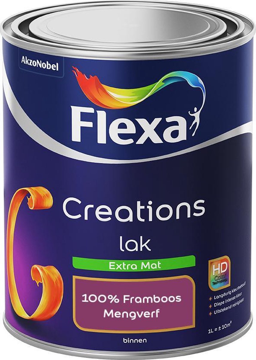 Flexa Creations - Lak Extra Mat - Mengkleur - 100% Framboos - 1 liter