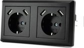 CoshX® dubbel usb stopcontact zwart - dubbele inbouw wanddoos usb CE en ROHS