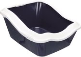 TRIXIE Kattenbak Cleany - 45 x 21 (29) x 54 cm - Donkerblauw en wit - Voor cat