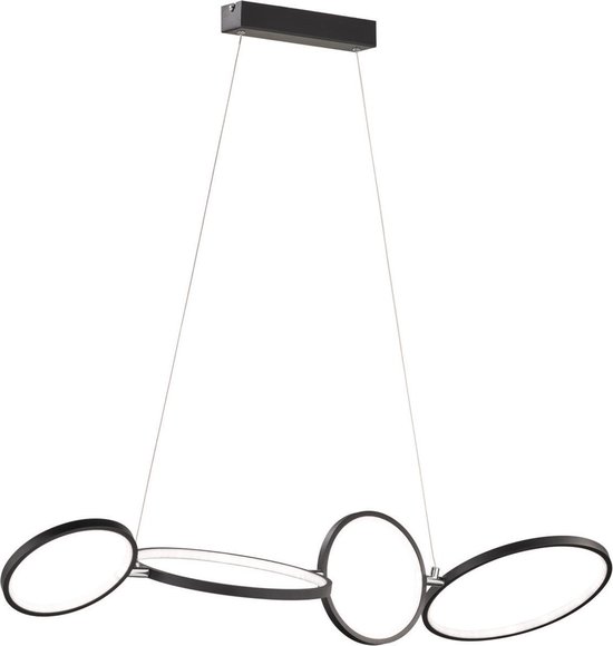 LED Hanglamp - Trion Rondy - 37W - Warm Wit 3000K - Dimbaar - Rechthoek - Mat Zwart - Aluminium