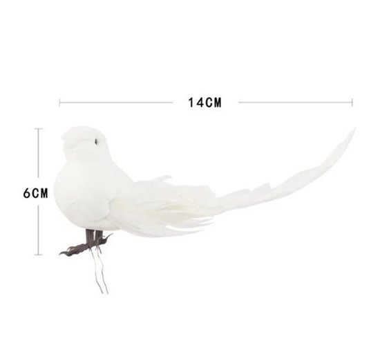 thumbnail: 2 Stuks Decoratieve Nep Duiven - Witte Kunstvogels Met Magneet & Clip Voor Huis- En Bruiloftsdecoratie