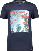 Moodstreet Jongens T-shirt met korte mouw en grote borstprint - Navy - Maat 98/104