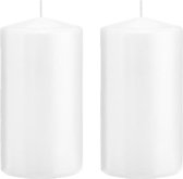 2x Witte cilinderkaarsen/stompkaarsen 8 x 15 cm 69 branduren - Geurloze kaarsen – Woondecoraties