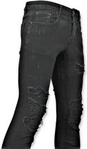 Ripped Heren Jeans - Spijkerbroek Versleten - D3080 - Zwart