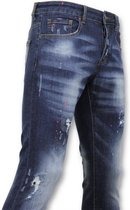 Basic Broek Heren - Heren Jeans Verf - D3065 - Blauw
