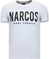 T-shirt Heren met Opdruk - Narcos Pablo Escobar - Wit