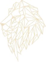 Leeuw Geometrisch Hout 65 x 48 cm - Licht Hout - Wanddecoratie